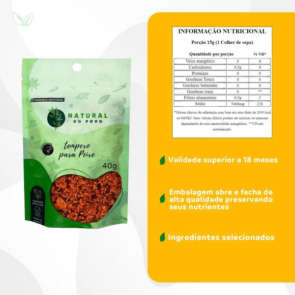 Tempero Granulado Gourmet Para Peixe Qualidade Superior Pouch 40g - Natural do Povo Imagem de Tempero Granulado Gourmet Para Peixe Qualidade Superior Pouch 40g