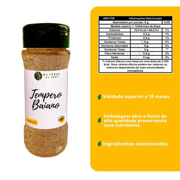 Tempero Importado Baiano Ingredientes Selecionados Pote com Dosador Kit 4 70g - Natural do Povo Imagem de Tempero Importado Baiano Ingredientes Selecionados Pote com Dosador Kit 4 70g