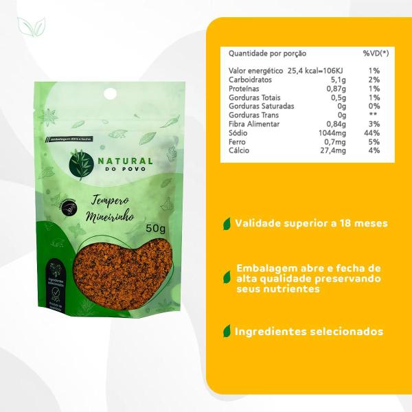 Tempero Mineiro Moído 100% Natural Qualidade Premium 50g Pouch - Natural do Povo Imagem de Tempero Mineiro Moído 100% Natural Qualidade Premium 50g Pouch