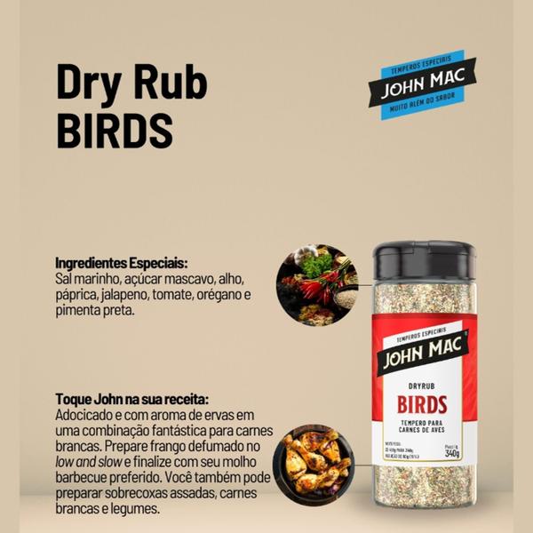 Imagem de Tempero para Aves Dry Rub BIRDS John Mac 340g (3 unidades)