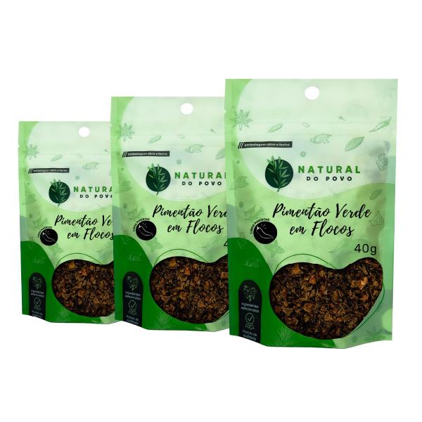 Tempero Pimentão Verde em Flocos Qualidade Premium Pouch Kit 3 40g - Rocha Saúde Imagem de Tempero Pimentão Verde em Flocos Qualidade Premium Pouch Kit 3 40g