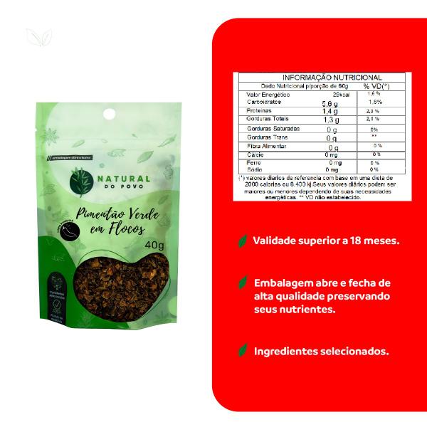 Tempero Pimentão Verde em Flocos Qualidade Premium Pouch Kit 3 40g - Rocha Saúde Imagem de Tempero Pimentão Verde em Flocos Qualidade Premium Pouch Kit 3 40g