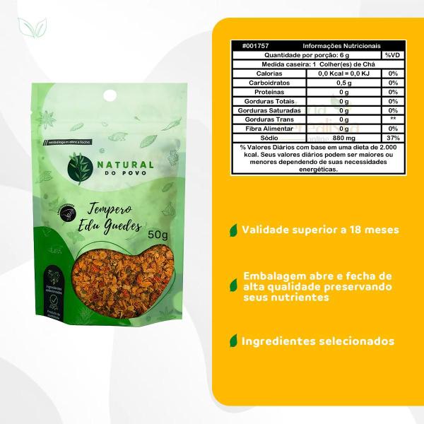 Imagem de Tempero Premium Edu Guedes Em Flocos Qualidade Superior 50g Pouch 