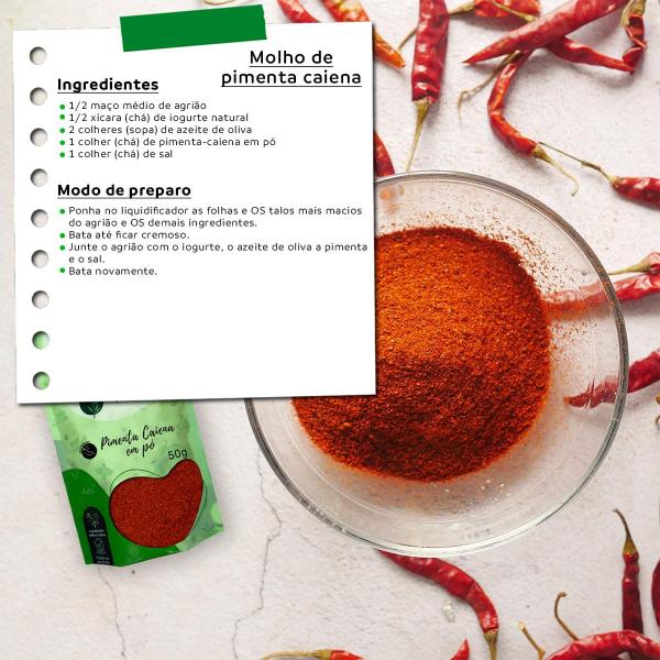 Tempero Selecionado Pimenta Caiena em Pó Premium Pouch 50g - Natural do Povo Imagem de Tempero Selecionado Pimenta Caiena em Pó Premium Pouch 50g