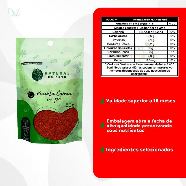 Tempero Selecionado Pimenta Caiena em Pó Premium Pouch 50g - Natural do Povo Imagem de Tempero Selecionado Pimenta Caiena em Pó Premium Pouch 50g