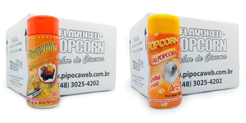 Temperos Para Pipoca Cx 12 Un - Molho Mexicano E Sal Popcorn - Flavored Popcorn Imagem de Temperos Para Pipoca Cx 12 Un - Molho Mexicano E Sal Popcorn
