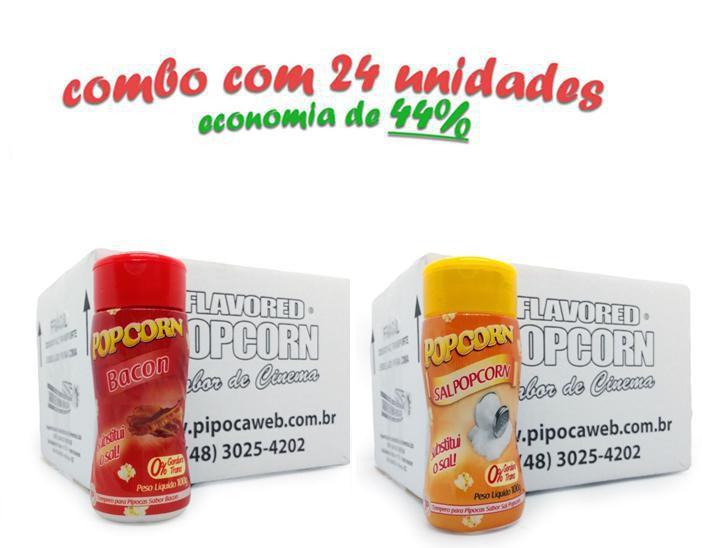 Imagem de Temperos Pipoca - Cx 24 Frascos - 12 Bacon -12 Sal Popcorn