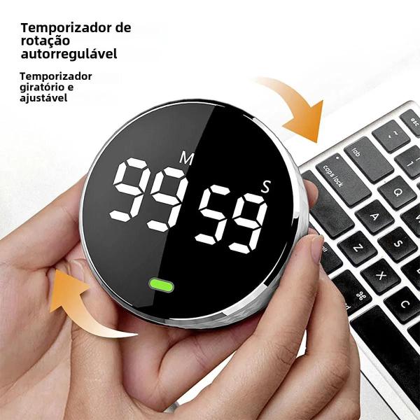 Imagem de Temporizador de Cozinha Magnético Digital Silencioso com Luz e Contagem Regressiva