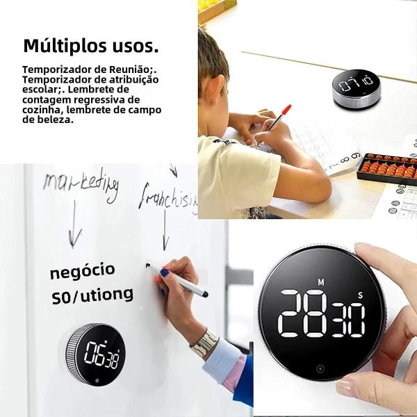 Imagem de Temporizador de Cozinha Magnético Digital Silencioso com Luz e Contagem Regressiva