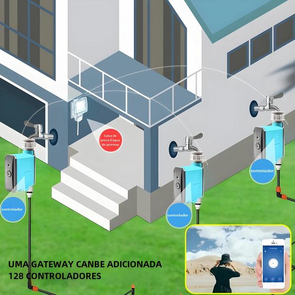 Imagem de Temporizador de Irrigação Inteligente WiFi com Controle Remoto via Bluetooth e App Tuya