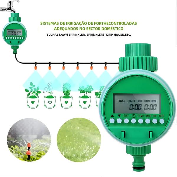 Imagem de Temporizador de Rega Automático para Jardim com Display LCD - Controlador de Irrigação e Válvula Eletrônica