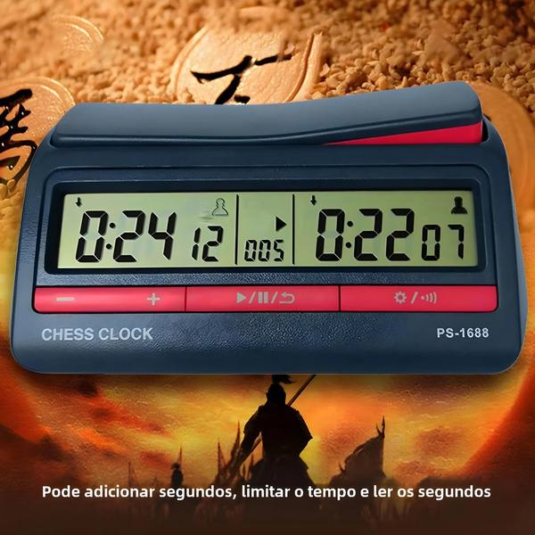 Imagem de Temporizador de Xadrez Digital Profissional - Contagem Regressiva para Jogos de Tabuleiro