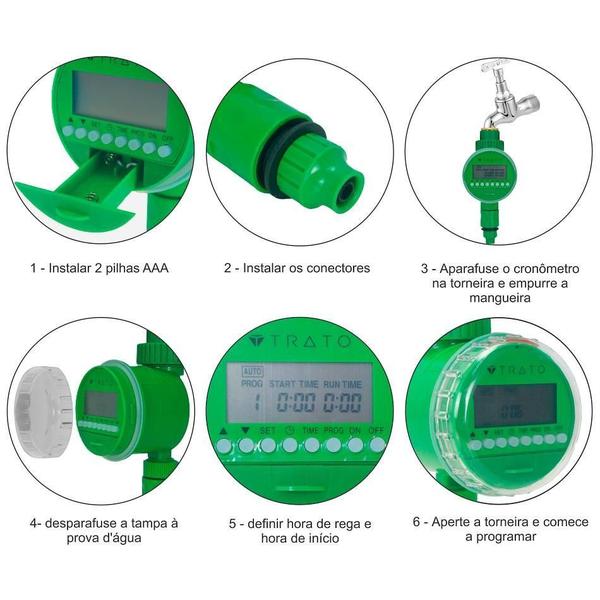 Imagem de Temporizador Irrigação Programável Automático Hortas Jardins