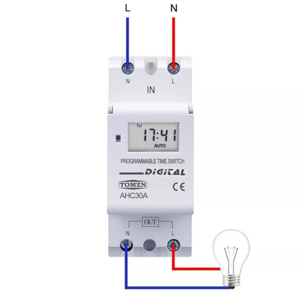 Imagem de Temporizador Timer Digital Fixação Trilho Din 220V 30a AC/DC