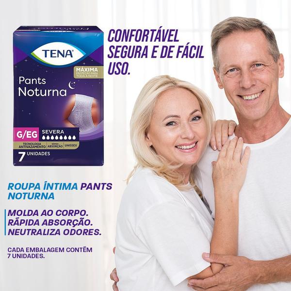 Imagem de tena pants noturna com tecnologia antivazamento máxima proteção para toda a noite 35un tam g/eg