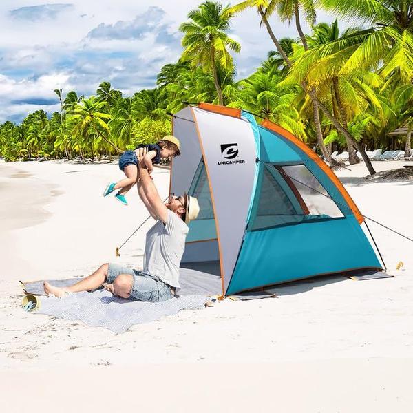 Imagem de Tenda de praia UNICAMPER, abrigo solar para 2-3 pessoas, UPF 50+, azul