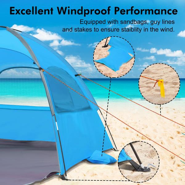 Imagem de Tenda de praia WhiteFang, protetor solar portátil anti-UV, para 3 pessoas, azul