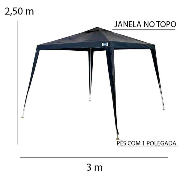 Imagem de Tenda Gazebo 2,40x3m Ráfia Azul Bolsa Transporte 3533 - Mor