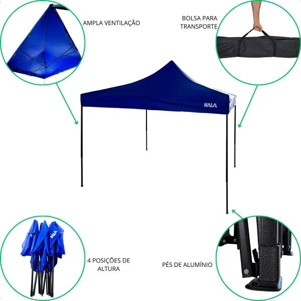 Imagem de Tenda Gazebo 3x3m Impermeavel Reforçada Dobravel Praia Pesca