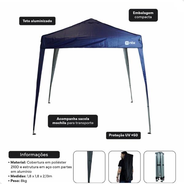 Imagem de Tenda Gazebo Aço e Alumínio 1.8x1.8m Estrutura Frame UV +50