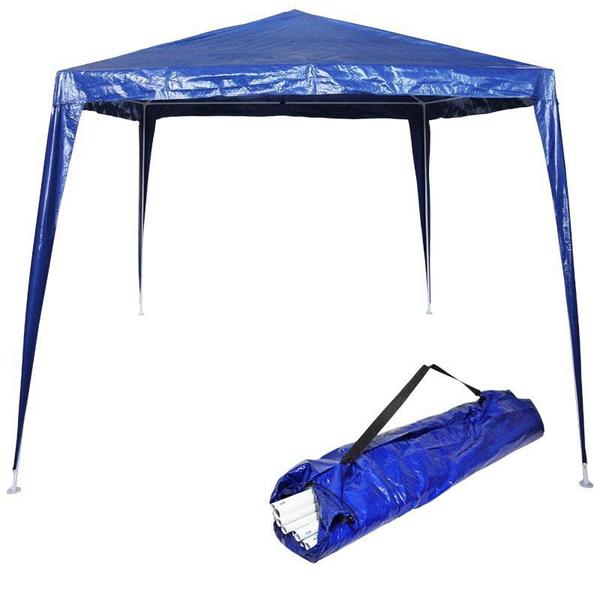 Imagem de Tenda Gazebo Desmontável 3x3x2,4 m Barraca Praia Camping Azul com Bolsa Importway IWGZM-240AZ