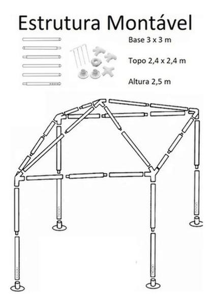 Imagem de Tenda Gazebo Mor Ráfia P/ Praia Aço Carbono 3x3m