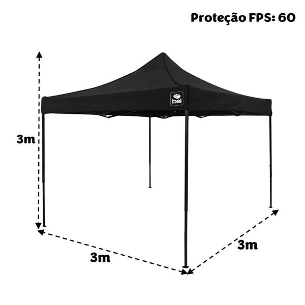 Imagem de Tenda Gazebo Oxford 3x3 Metros Pagoda Para Praia Piscina Camping Eventos Preto - 334307 Belfix