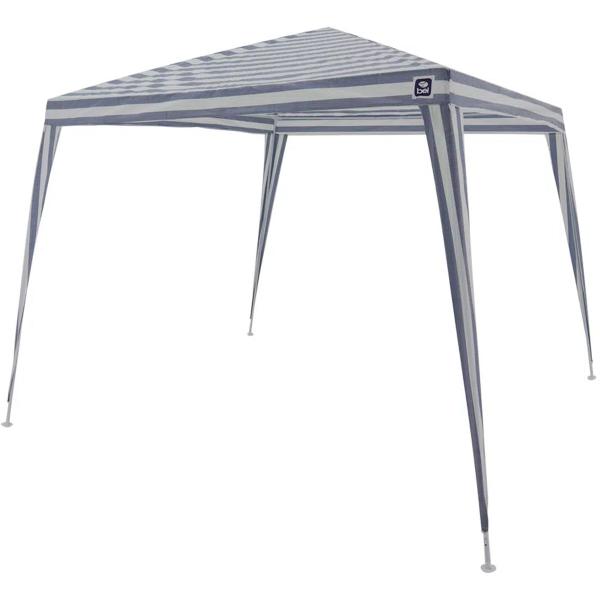 Imagem de Tenda Gazebo Polietileno 3m x 3m Listrada Azul e Branco Com FPS 60 Com Estrutura Feita em Aço Belfix