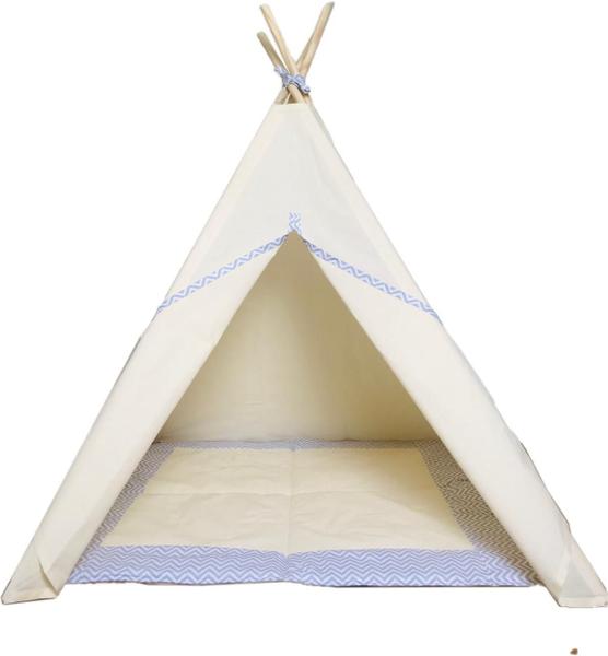 Imagem de Tenda Infantil+Tapete Acolchoado Chevron Cinza 135X90X90Cm