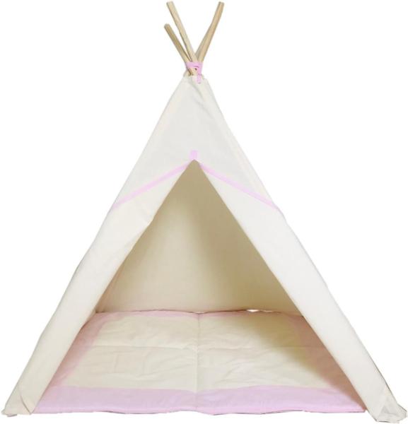 Imagem de Tenda Infantil+Tapete Acolchoado Rosa 135X90X90Cm