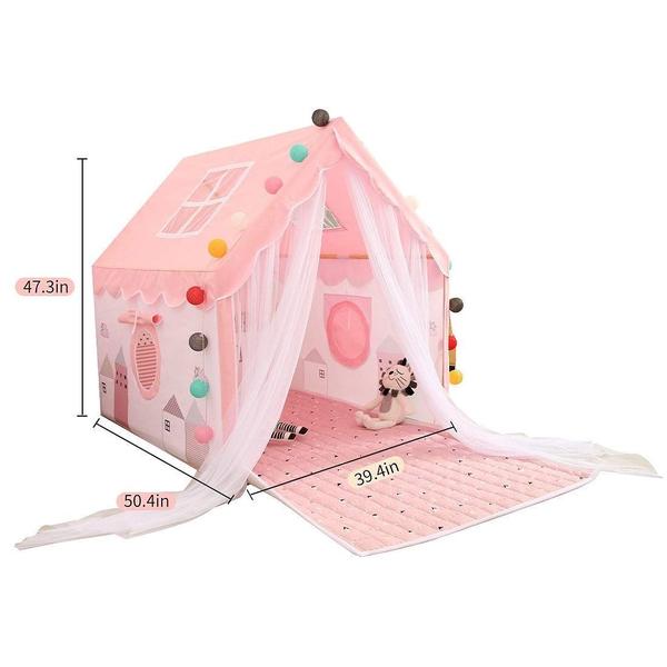 Imagem de Tendas infantis YOIKO Indoor Playhouse para meninas com luzes estelares rosa