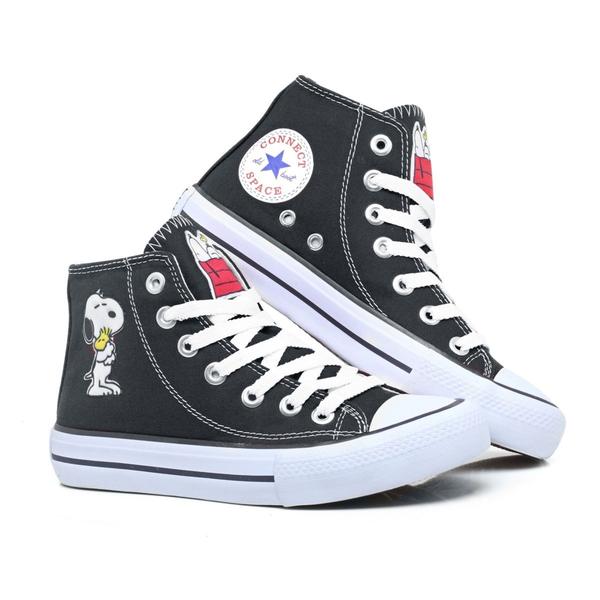 Tenis All Snoopy Feminino Cano Alto Chuck 728snpBo - Tênis