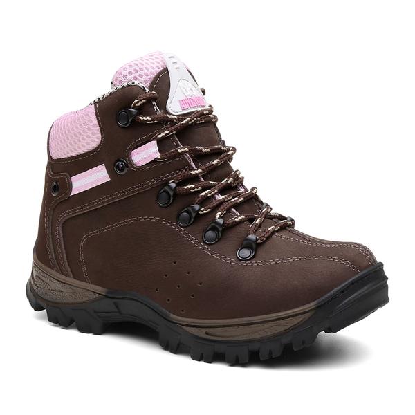 Shoe Coturno Adventure Feminino TÃªnis Cano Alto Preto Com Rosa