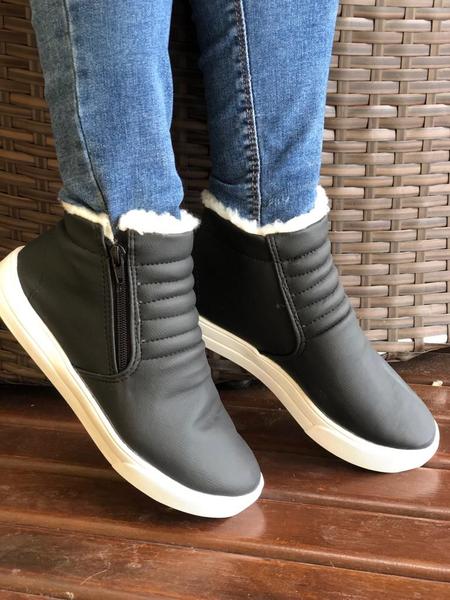 Tenis Botinha Feminino Inverno Forrada Peluciada - Charm Calçados Tenis Botinha Feminino Inverno Forrada Peluciada - Charm Calçados