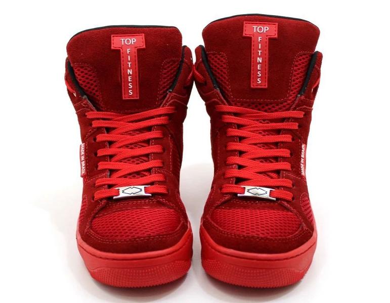 Imagem de Tenis Botinha Sneakers Cano Alto Top Fitness Todo Vermelho