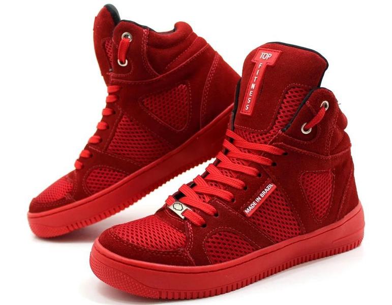 Imagem de Tenis Botinha Sneakers Cano Alto Top Fitness Todo Vermelho