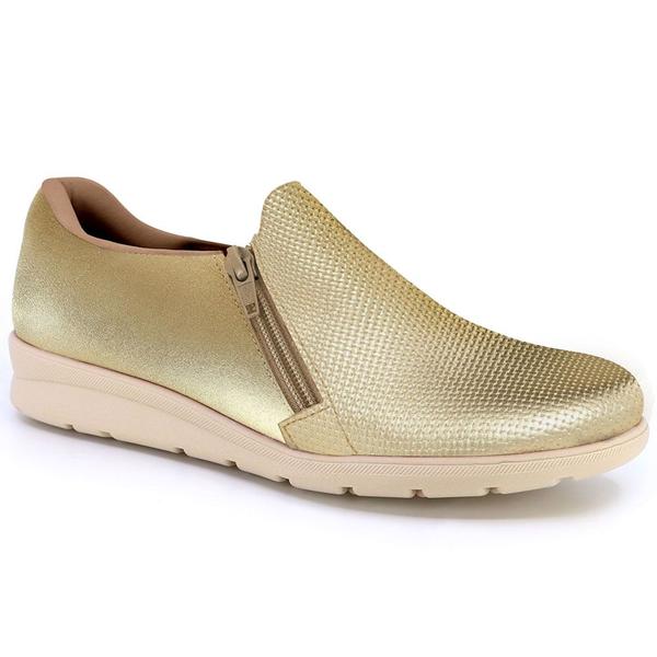 Imagem de Tênis Casual Feminino Zíper Ouro Light Usaflex MM1801