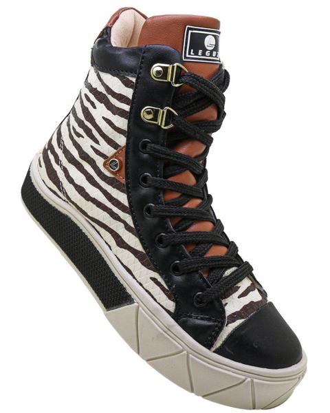 Imagem de Tênis Casual Urban Boot Animal Print Zebra E Preto - Legut