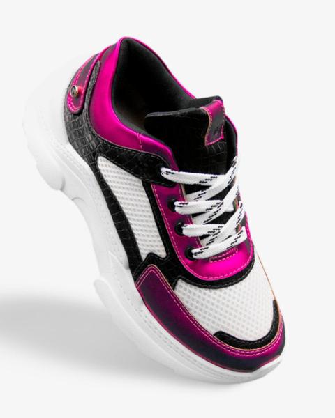 Imagem de Tênis Chunky Sneaker Black E White E Pink Feminino - Legut