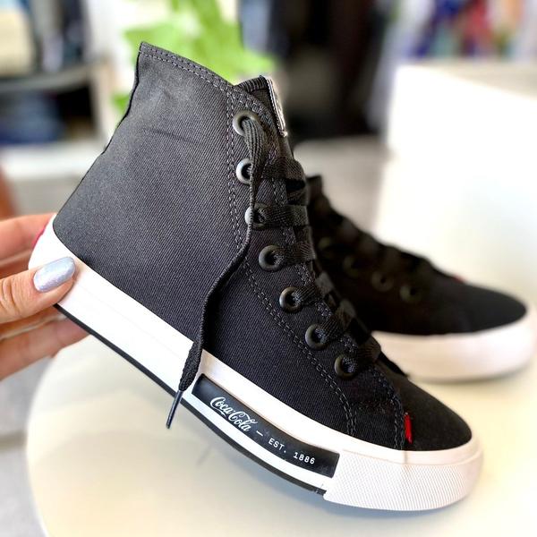 Cola Cano Alto Sapato Preto Da Coca Cola Tênis Cano Tenis Coca