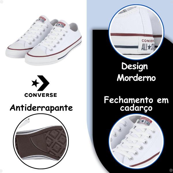 Imagem de Tênis Converse Original Adulto Juvenil Cano Baixo Lona Branco