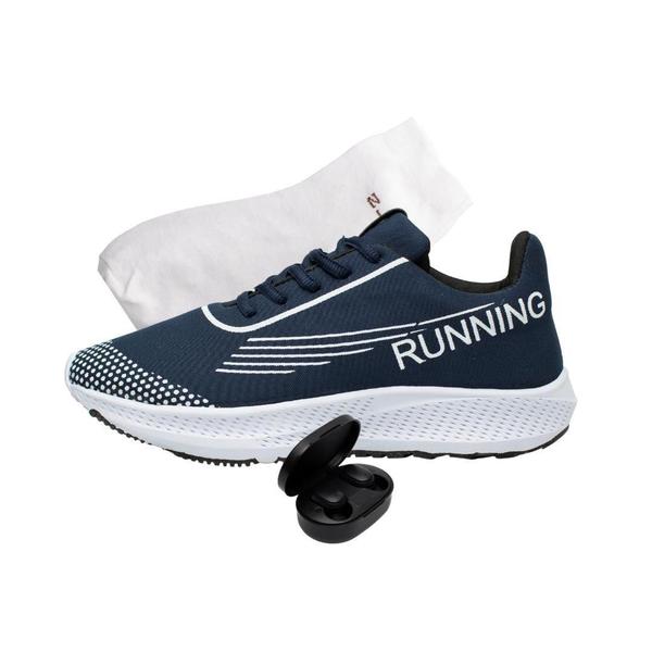 Imagem de Tênis Esport Model Running + Meia + Fone Tênis Para Corridas e Caminhadas Esportivo