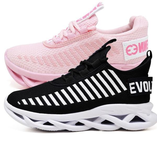 Imagem de Tênis Esportivo Feminino Evoltenn Academia - 2 Pares Preto e Rosa