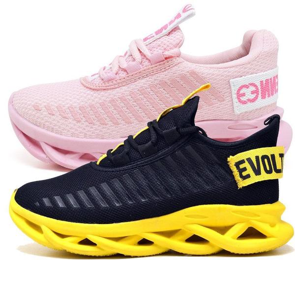 Imagem de Tênis Esportivo Feminino Evoltenn Academia - 2 Pares ROSA CLARO/AMARELO