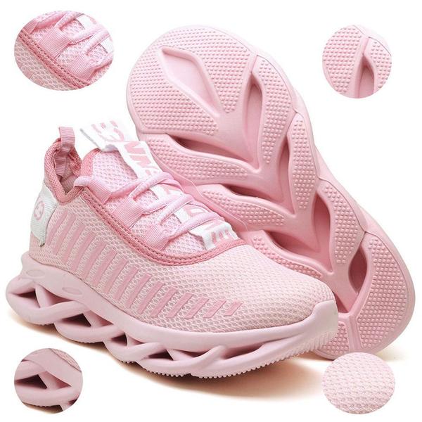 Imagem de Tênis Esportivo Feminino Evoltenn Academia - 2 Pares Verde e Rosa