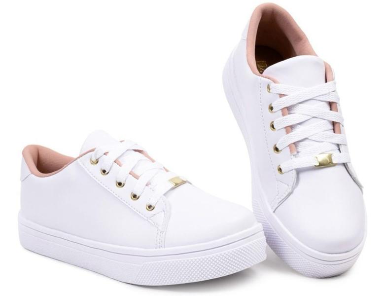 Tênis Feminino Branco Estilo Casual Super Confortável Peri Modas - PeriModas Tênis Feminino Branco Estilo Casual Super Confortável Peri Modas - PeriModas
