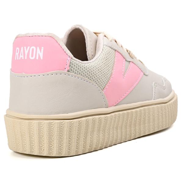 Imagem de Tenis Feminino Casual Sneaker - Leve e Macio - Original - Alice - Off White/Rosa + Meia