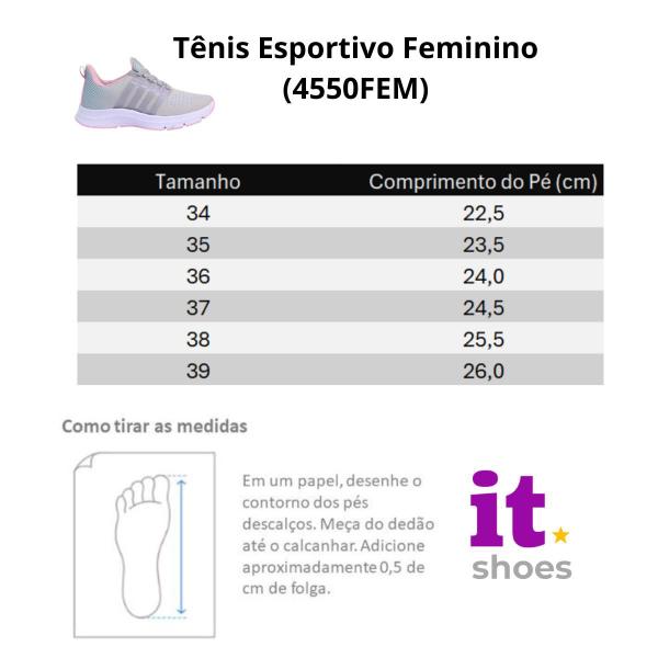 Imagem de Tênis Feminino Esportivo Caminhada Academia Corrida Musculação