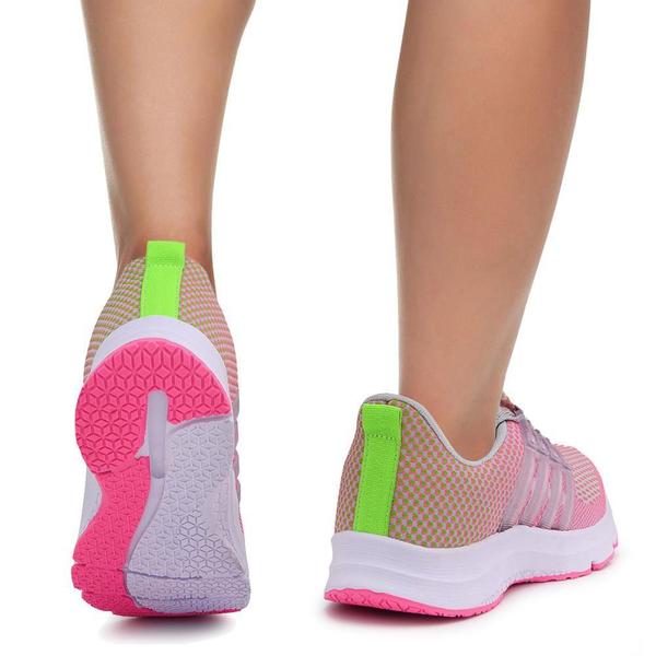 Imagem de Tênis Feminino Esportivo Caminhada Corrida Confortável Kit Cinza/Rosa 36