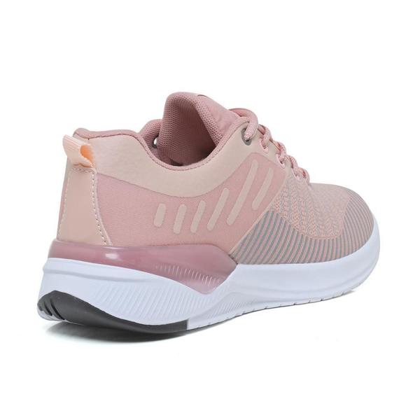 Imagem de Tênis Feminino Esportivo Caminhada Corrida Confortável Kit Rosa/Cinza 34